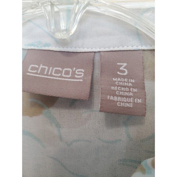 Chico's Sheer Chiffon Floral Print Button-Up Tunic Size 3 (XL) - Picture 3 of 6